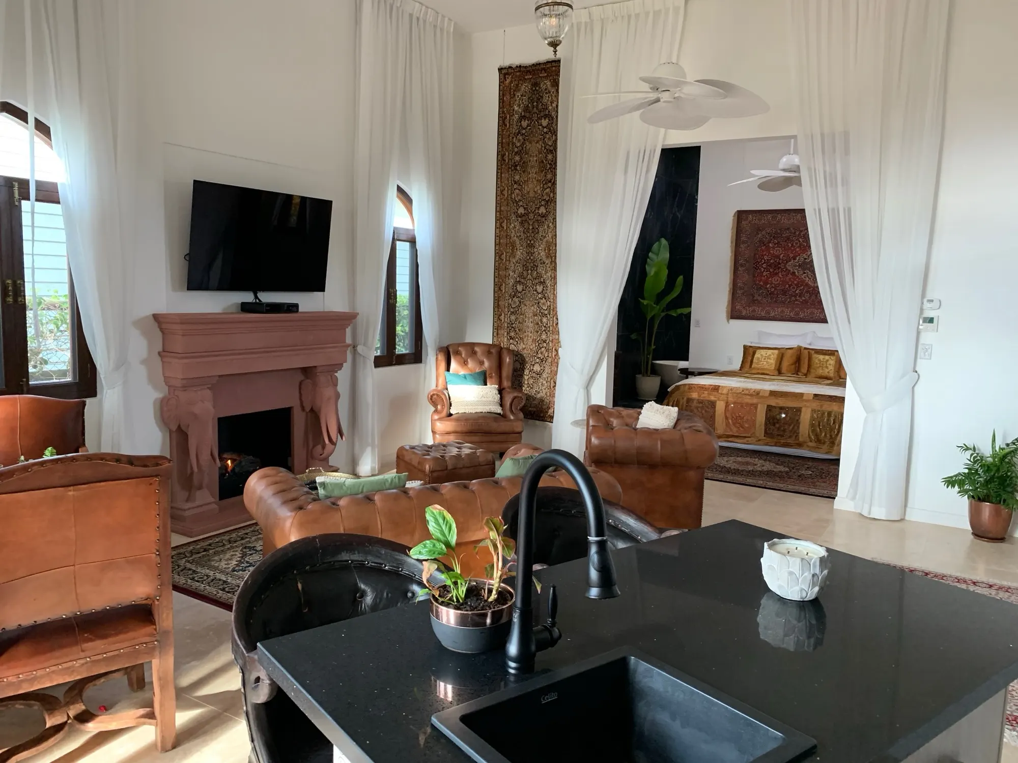 The Lotus House bar, lounge, dining and bedroom