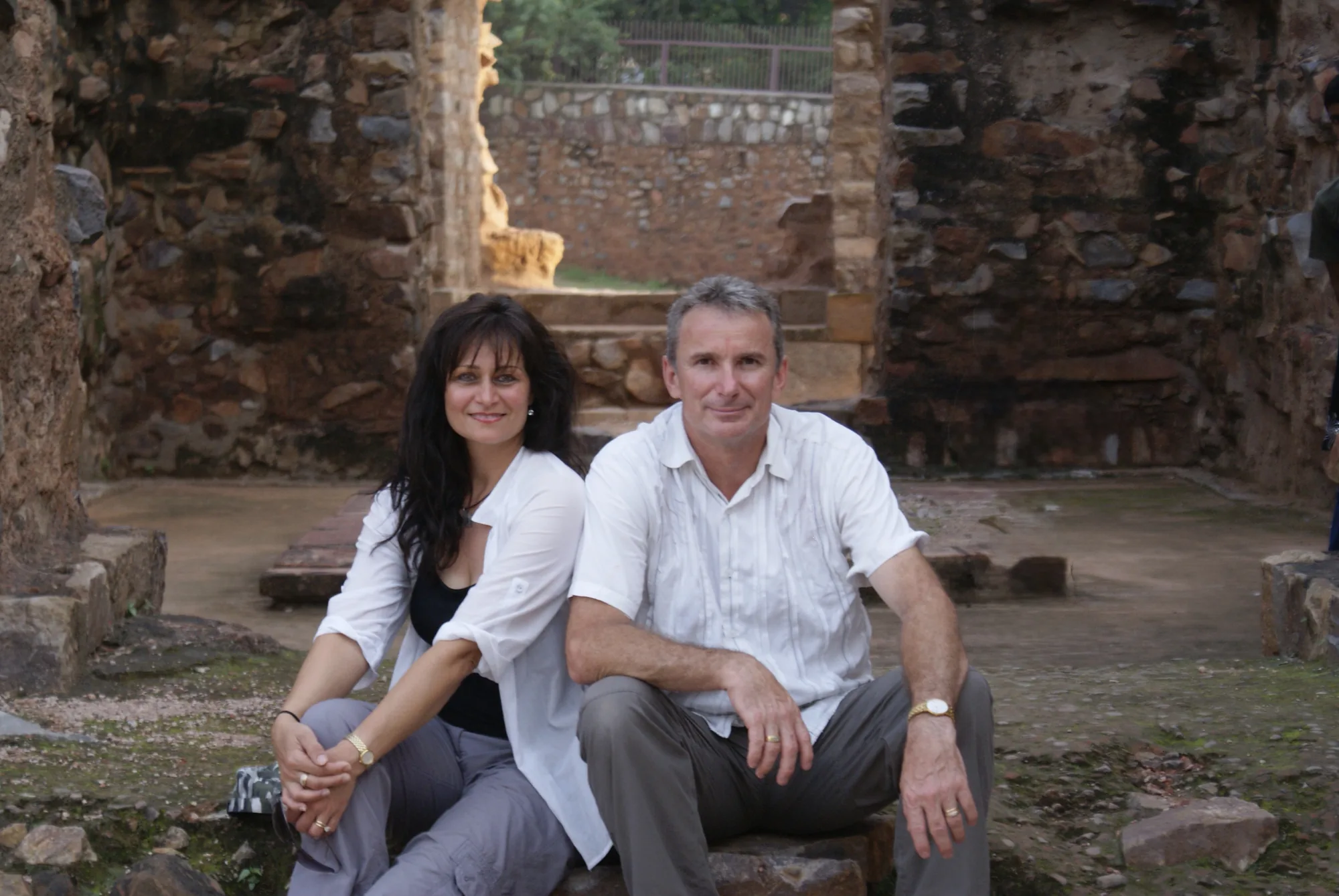 Cliff and Susan Peiffer at the original Jodha Bai palace ruins in India, 2010